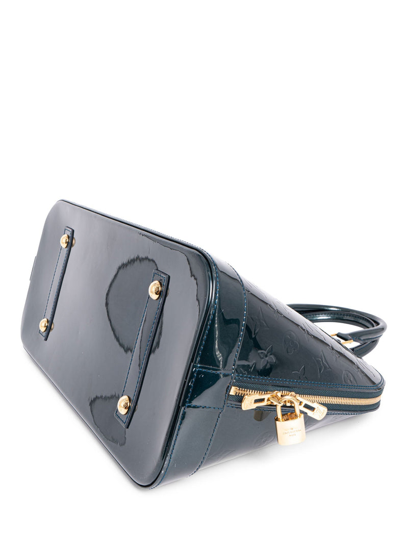 Louis Vuitton Monogram Patent Leather Alma GM Bag Green-designer resale