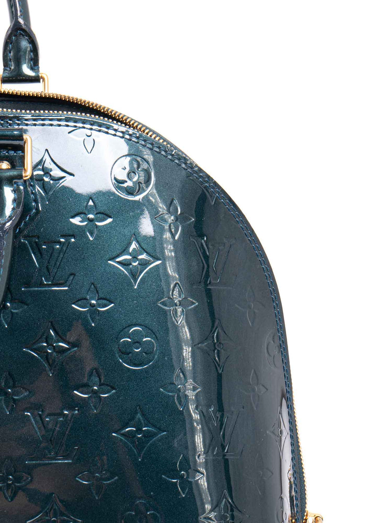 Louis Vuitton Monogram Patent Leather Alma GM Bag Green-designer resale