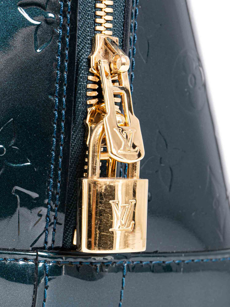 Louis Vuitton Monogram Patent Leather Alma GM Bag Green-designer resale