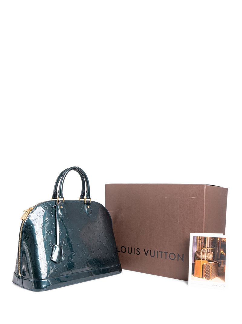 Louis Vuitton Monogram Patent Leather Alma GM Bag Green-designer resale