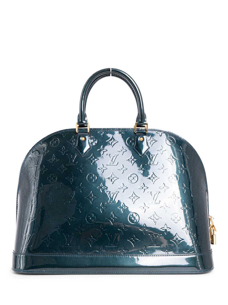 Louis Vuitton Monogram Patent Leather Alma GM Bag Green-designer resale