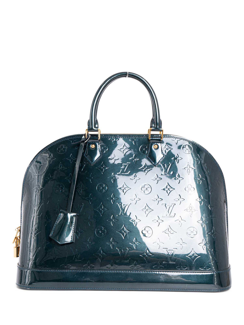 Louis Vuitton Monogram Patent Leather Alma GM Bag Green-designer resale