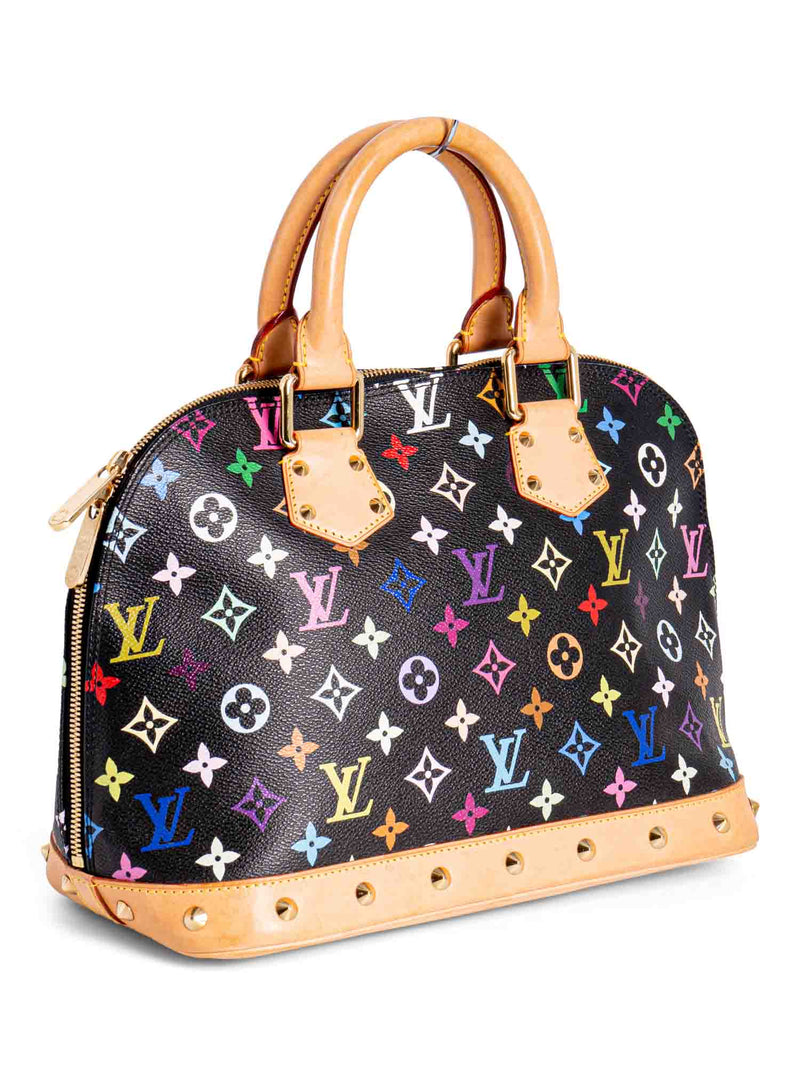 Louis Vuitton Monogram Studded Takashi Murakami Alma Bag MM Black-designer resale