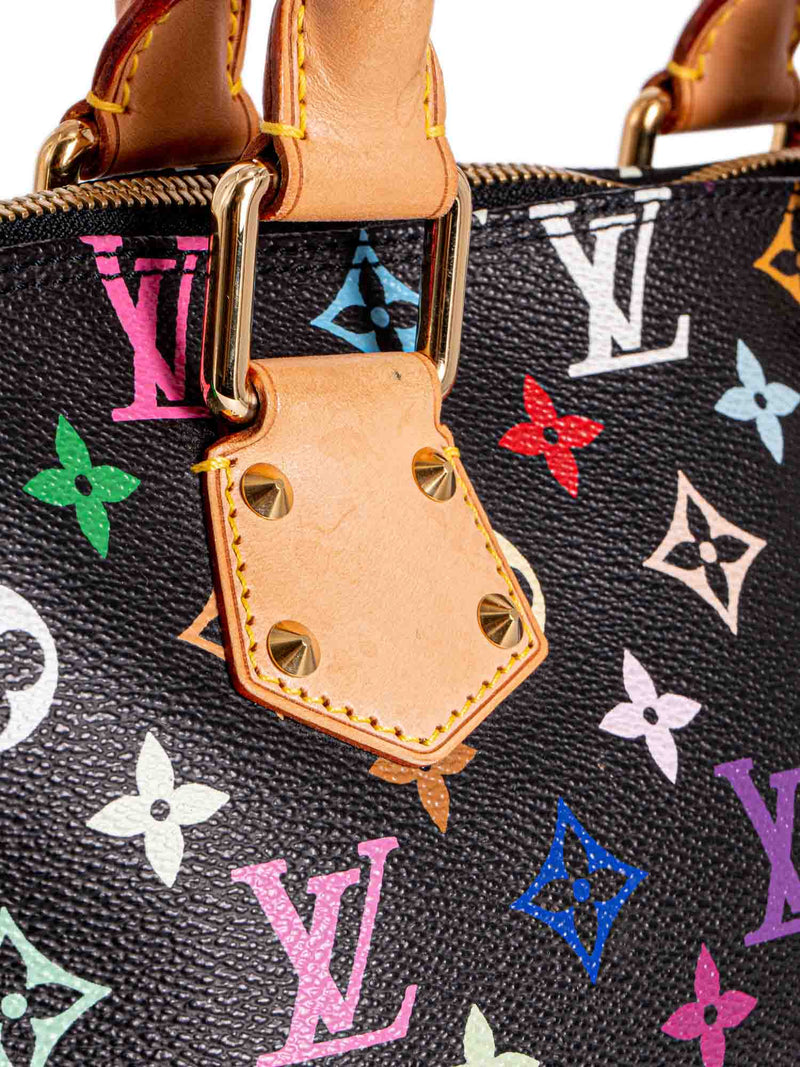 Louis Vuitton Monogram Studded Takashi Murakami Alma Bag MM Black-designer resale