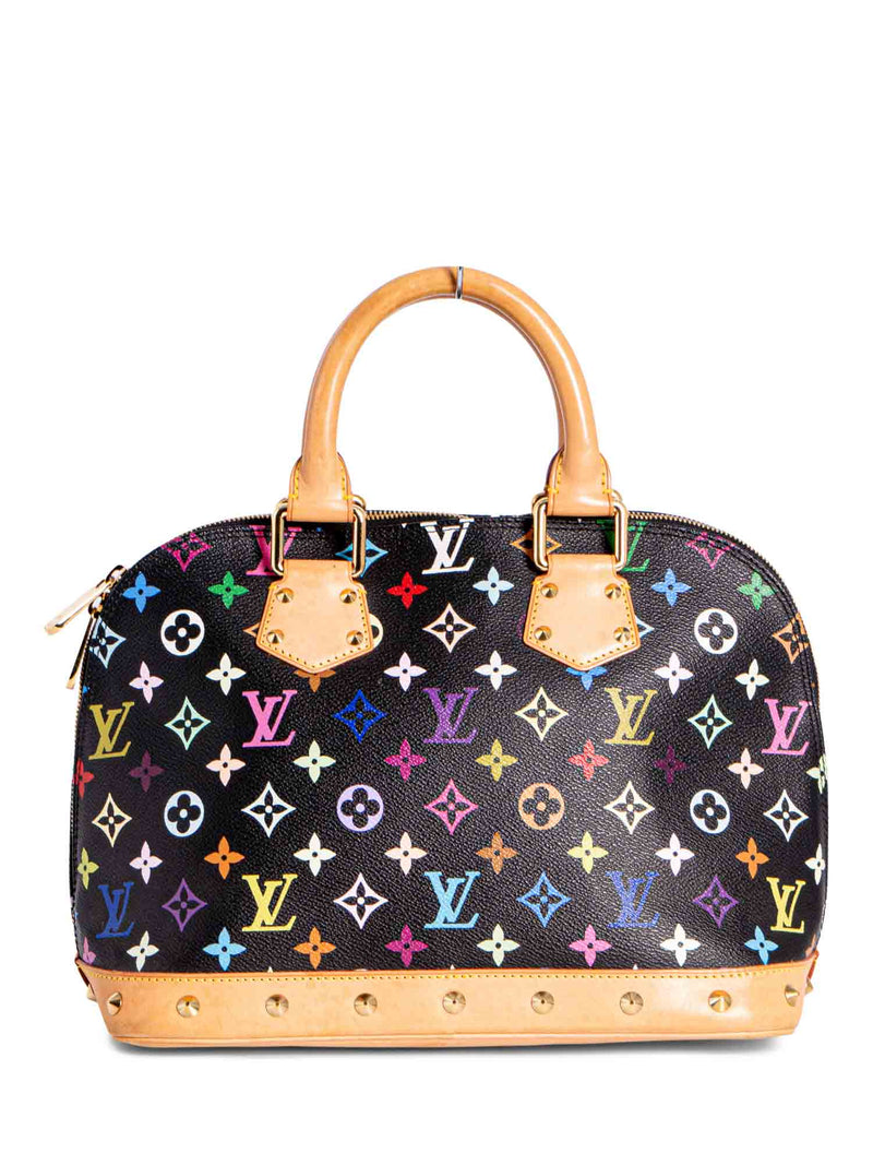 Louis Vuitton Monogram Studded Takashi Murakami Alma Bag MM Black-designer resale