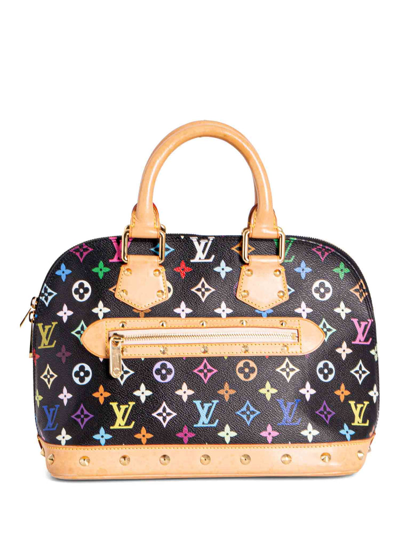 Louis Vuitton Monogram Studded Takashi Murakami Alma Bag MM Black-designer resale