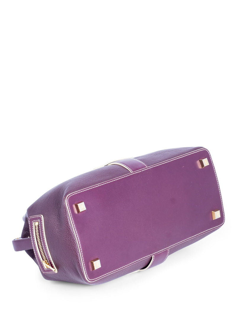 Louis Vuitton Pebble Leather Top Handle Bag Purple-designer resale