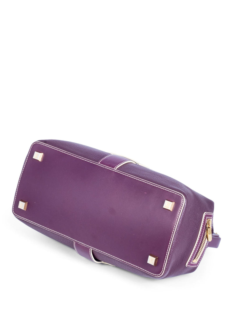 Louis Vuitton Pebble Leather Top Handle Bag Purple-designer resale