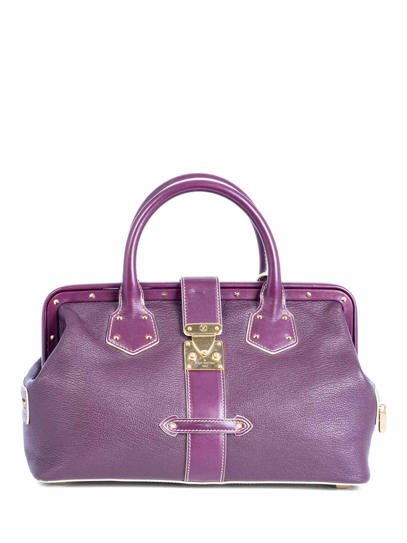Louis Vuitton Pebble Leather Top Handle Bag Purple-designer resale