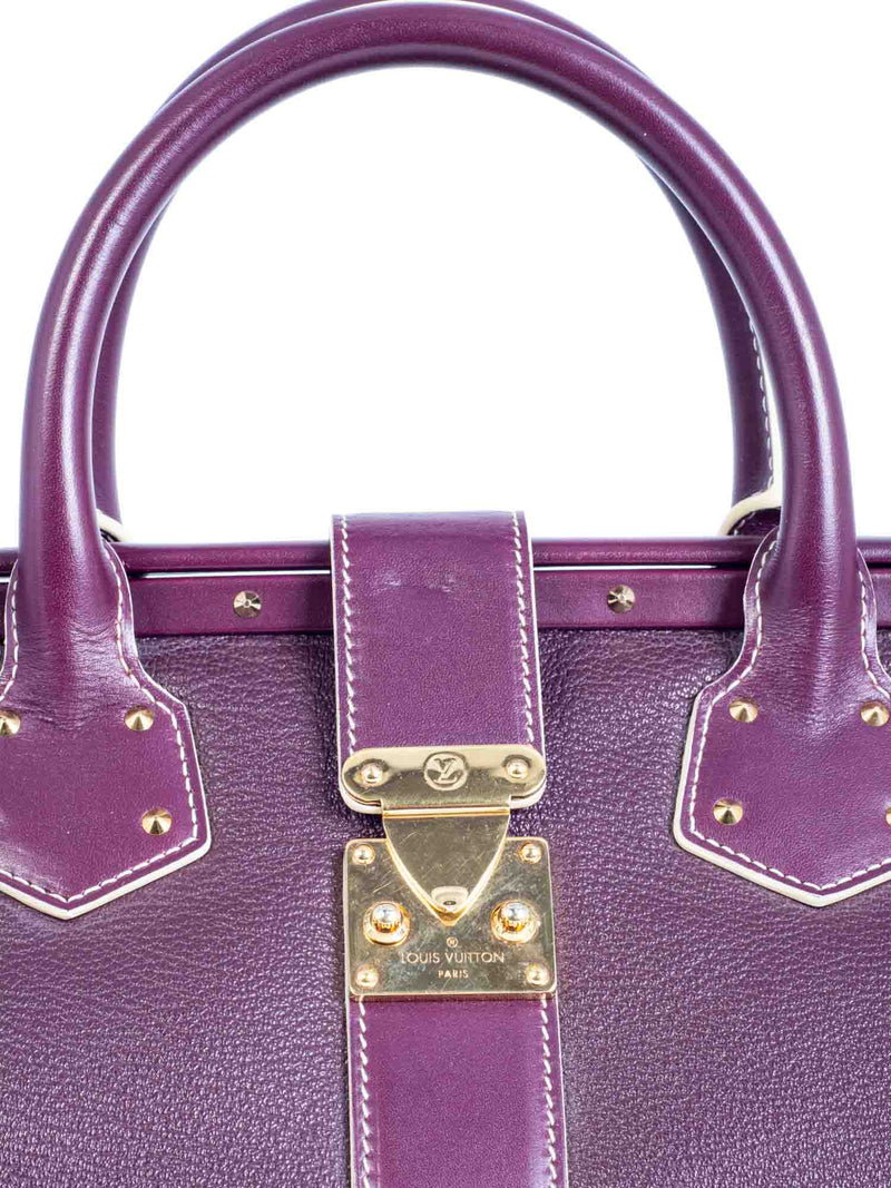 Louis Vuitton Pebble Leather Top Handle Bag Purple-designer resale
