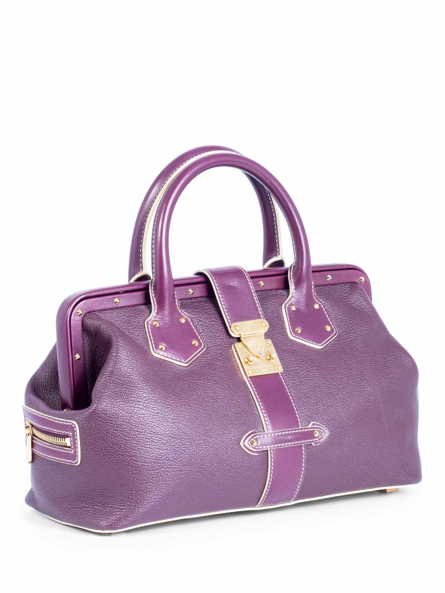 Louis Vuitton Pebble Leather Top Handle Bag Purple-designer resale