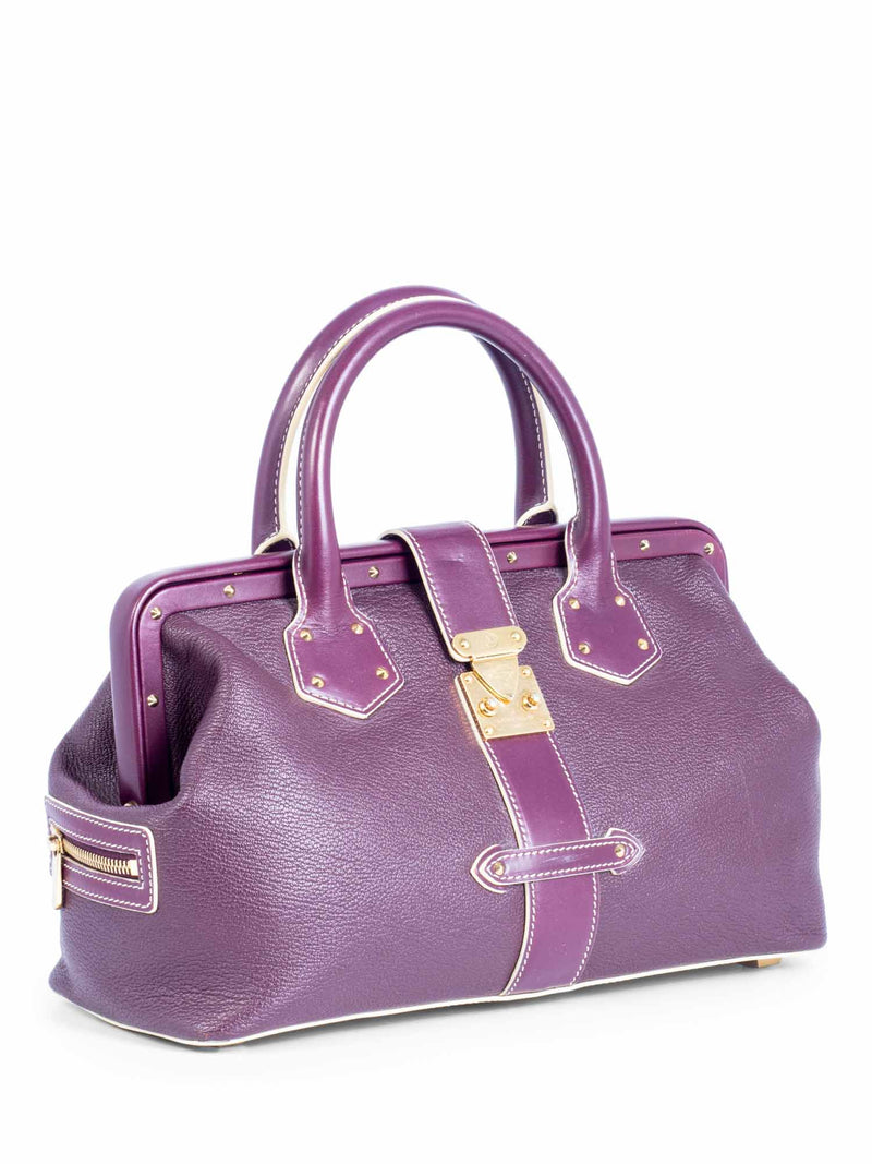 Louis Vuitton Pebble Leather Top Handle Bag Purple-designer resale