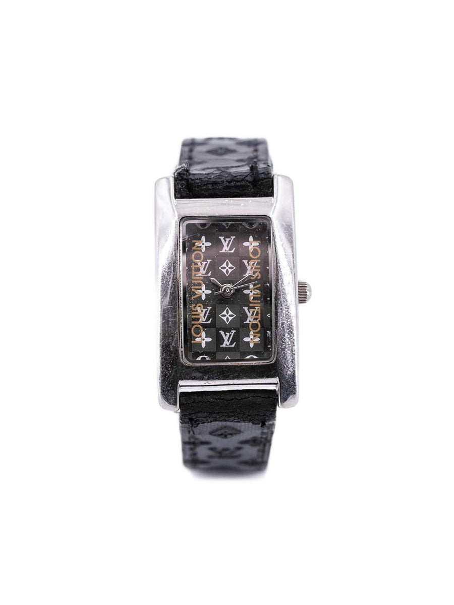 Louis Vuitton, Accessories, Louis Vuitton Stainless Steel Calfskin 2mm  Malletier Quartz Watch Black