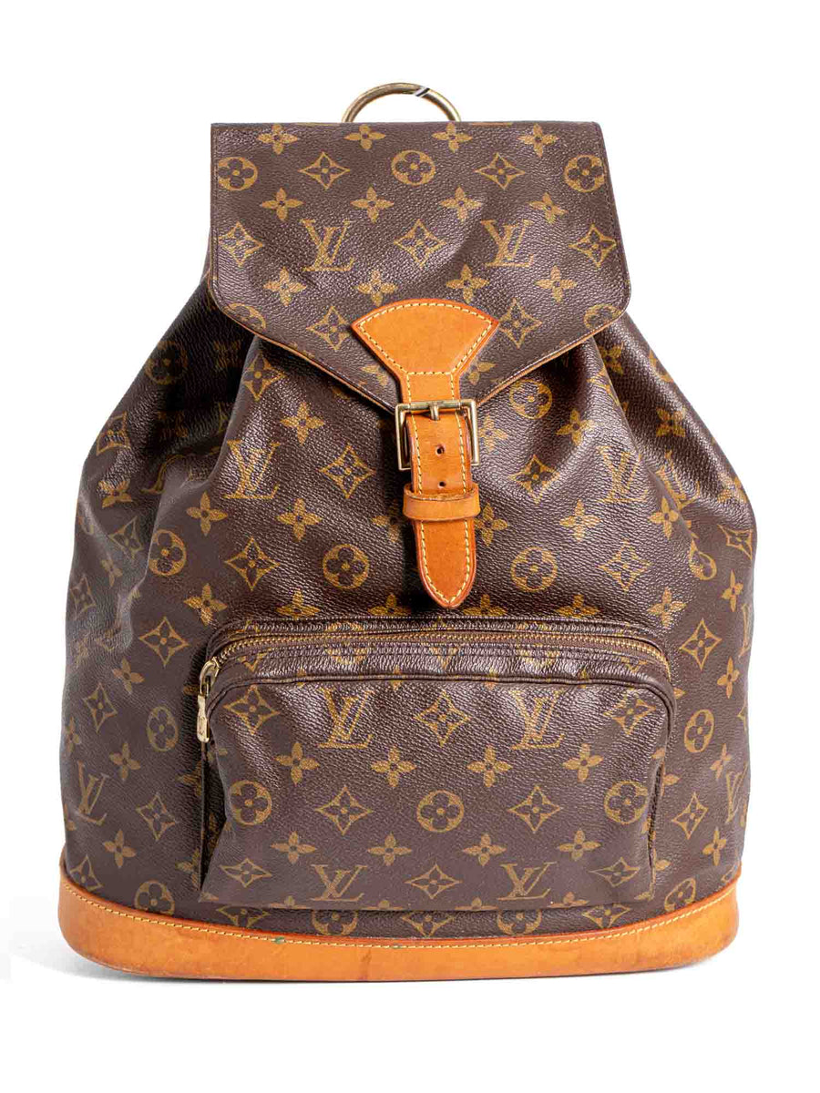 Montsouris vintage cloth backpack Louis Vuitton Brown in Cloth - 33666001