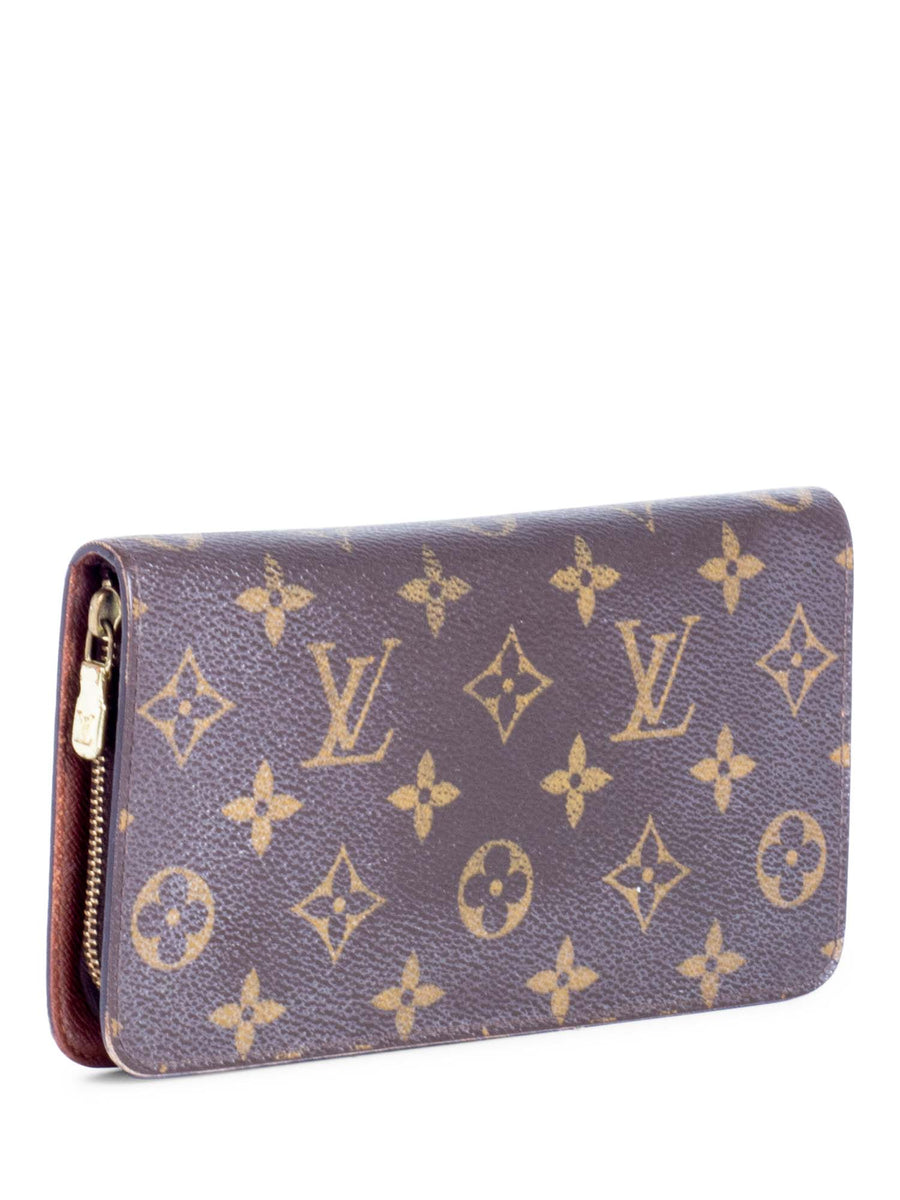 Louis Vuitton Vintage Monogram Zip Around Wallet Brown