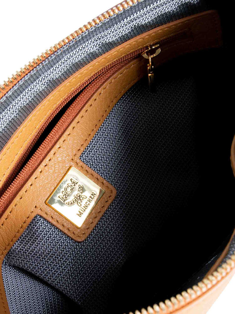 MCM Visetos Wristlet Zip Pouch Cognac-designer resale