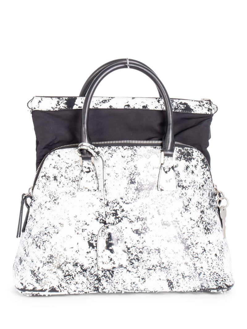 Maison Margiela Leather 5AC 11 Graffiti Top Handle Bag Black White-designer resale