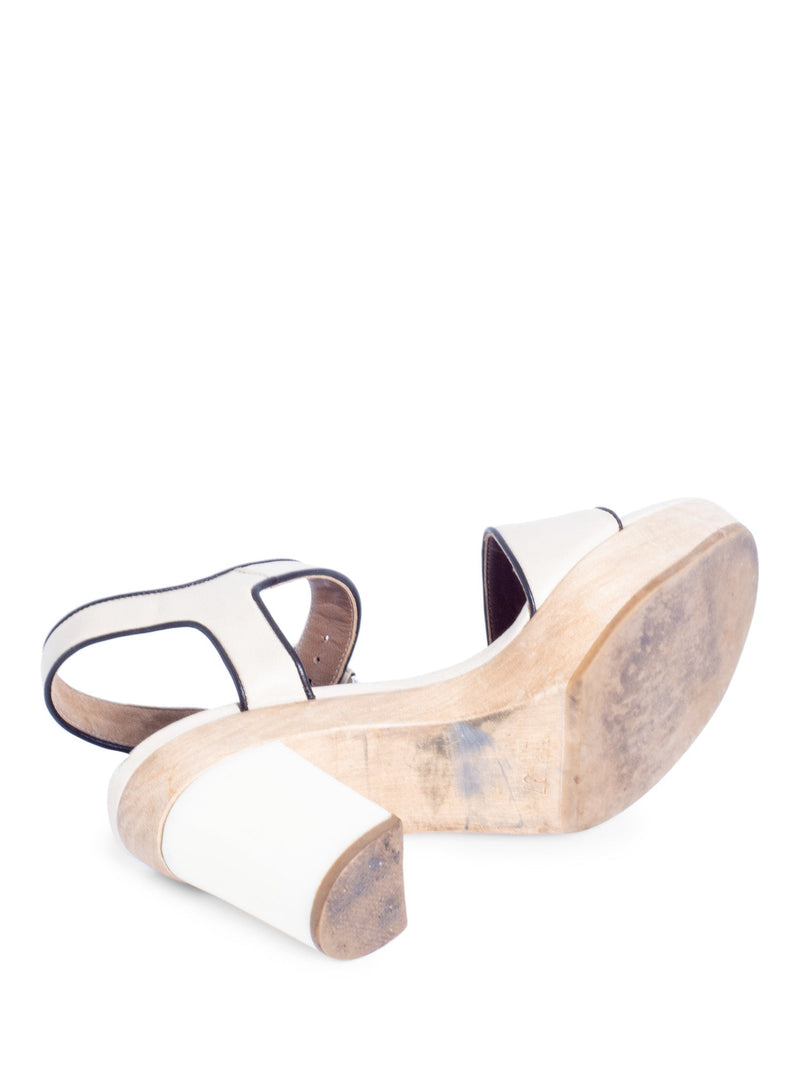 Marni Leather Platform Block Heel Taupe-designer resale