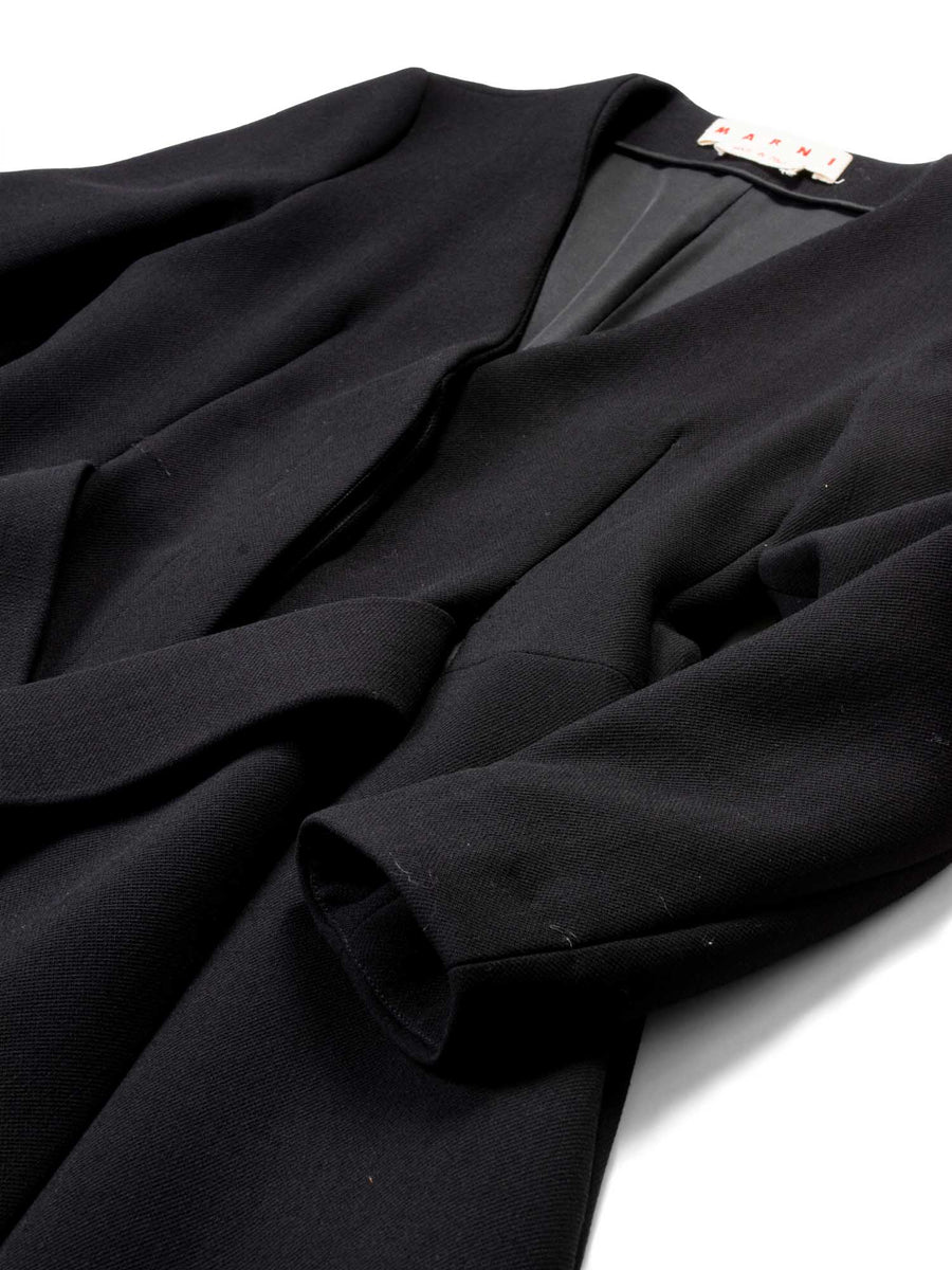 Marni Long Wool Coat Black