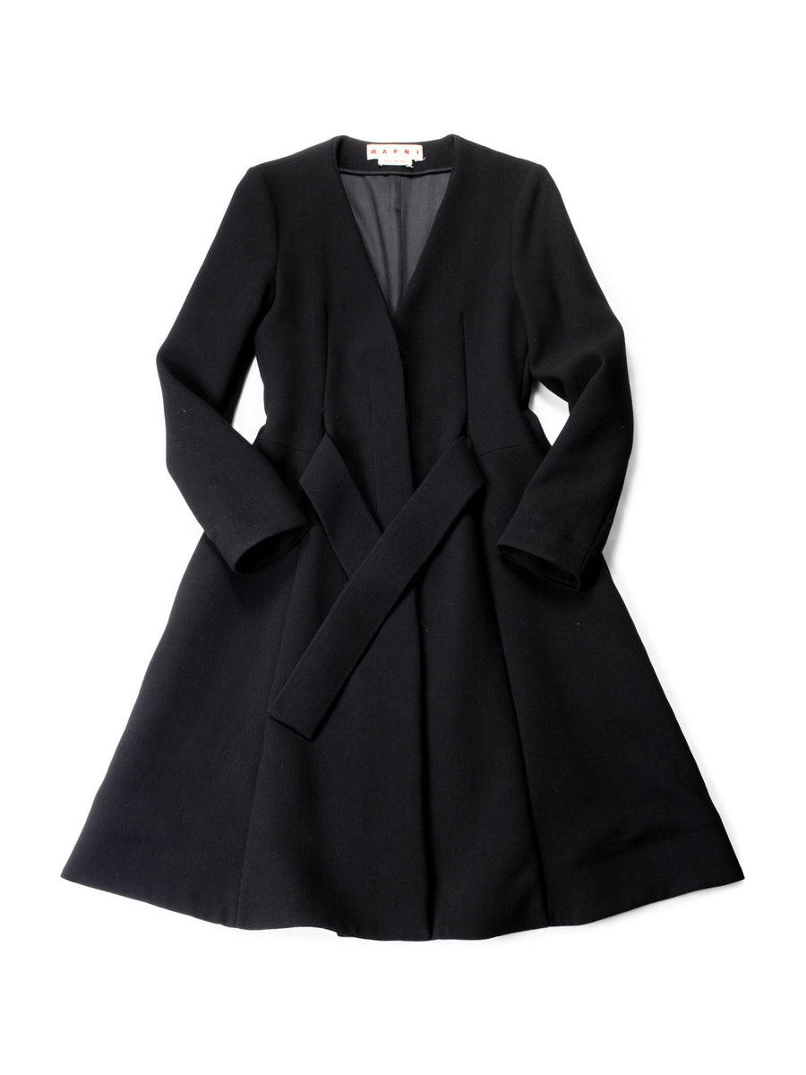 MARNI Black Cashmere Blend Wool﻿ Coat Marni Long Wool Coat Black