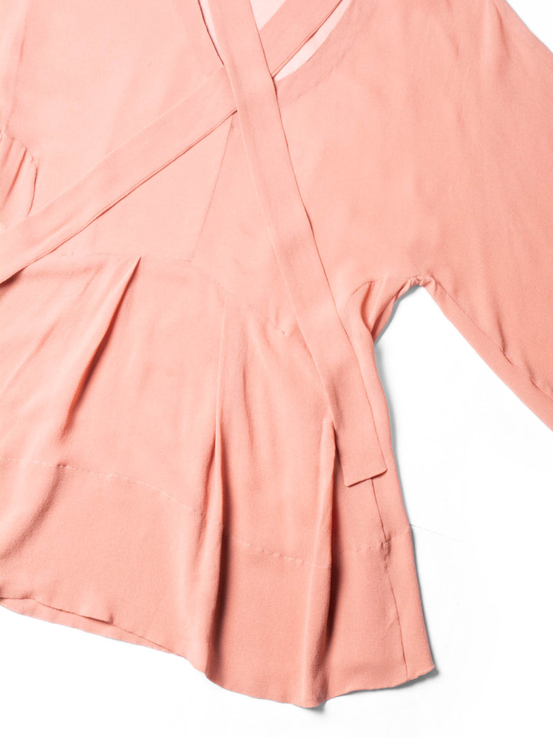 Marni Silk Chiffon Bow Tie Long Sleeve Blouse Mauve-designer resale