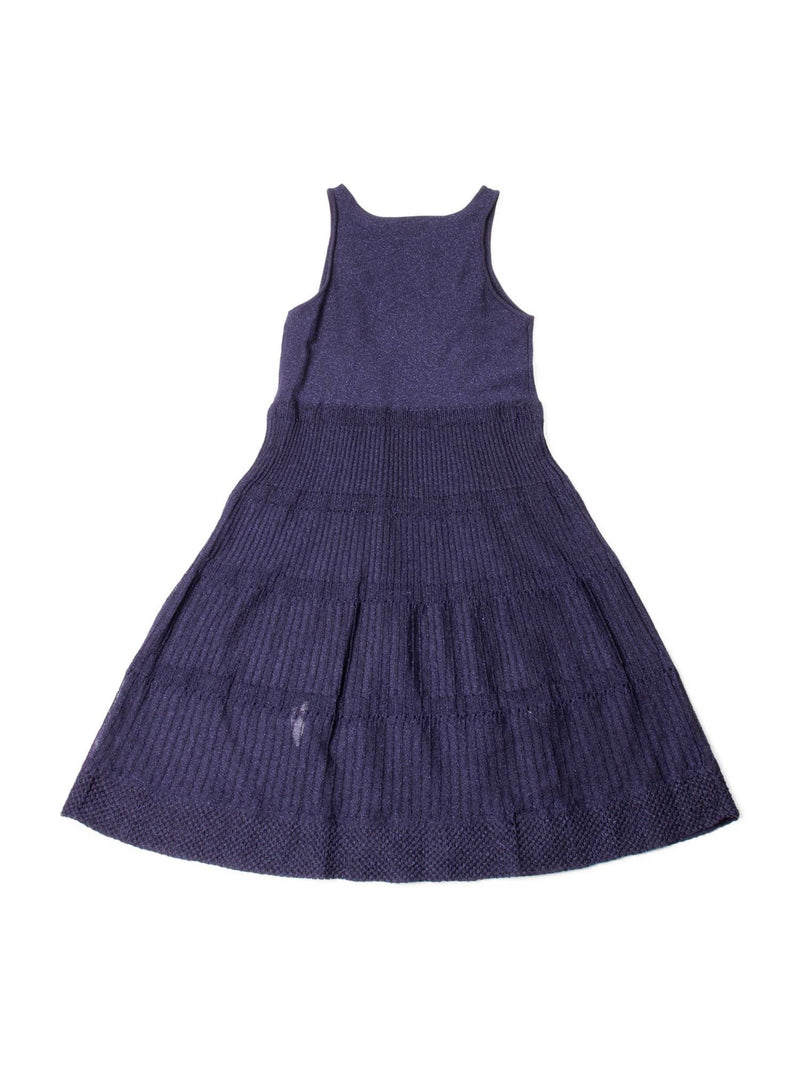 Missoni Pleated Sparkly Knit A-Line Midi Dress Navy Blue-designer resale