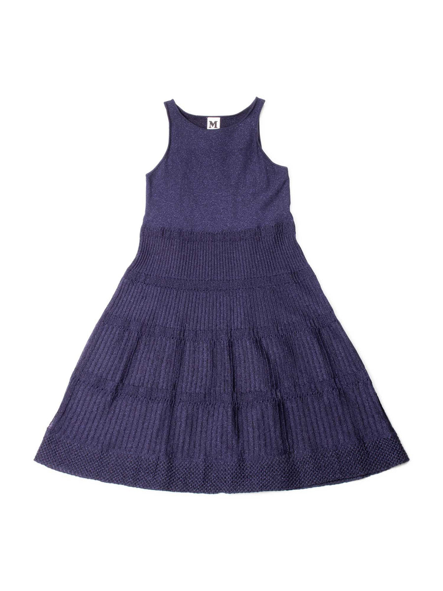 chinese dress ladies Missoni Pleated Sparkly Knit A-Line Midi Dress Navy Blue