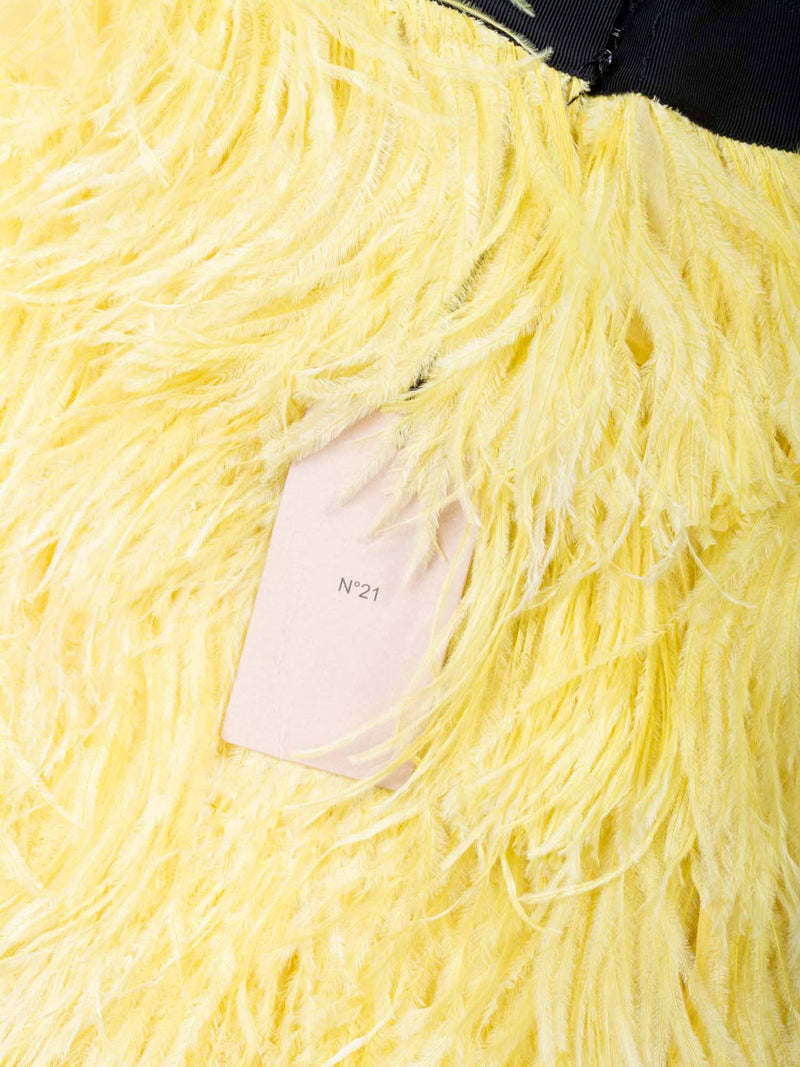 N 21 by Alessandro Dell'Acqua Ostrich Feather Mini Skirt Yellow-designer resale