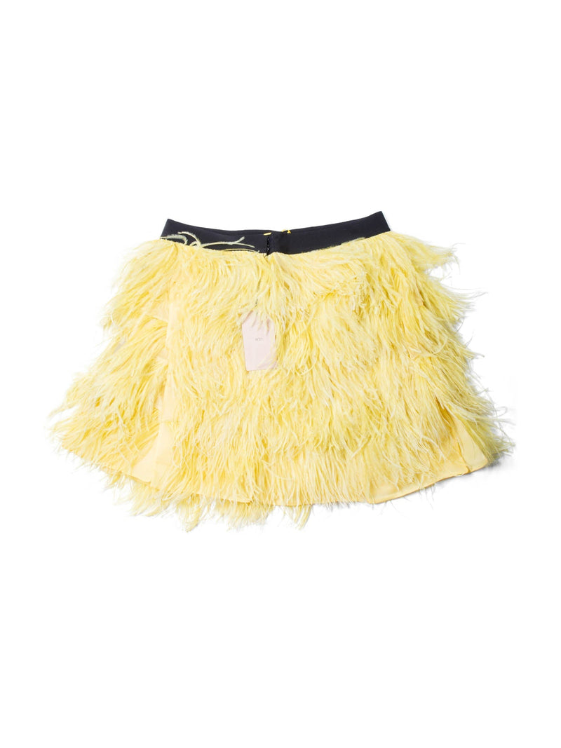 N 21 by Alessandro Dell'Acqua Ostrich Feather Mini Skirt Yellow-designer resale