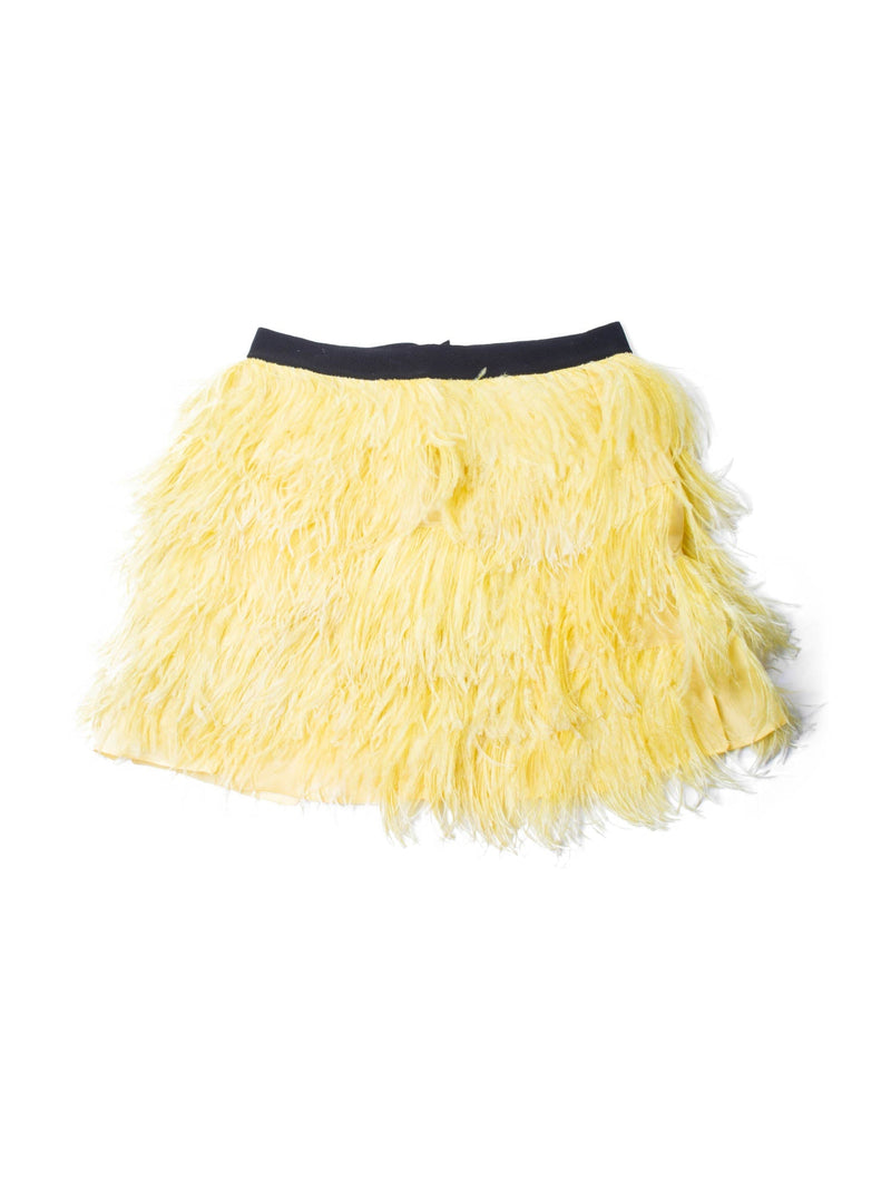N 21 by Alessandro Dell'Acqua Ostrich Feather Mini Skirt Yellow-designer resale