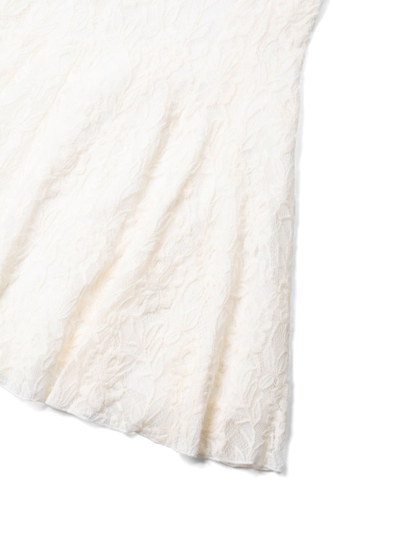 Nina Ricci Lace Ruffles Midi Dress Ivory-designer resale