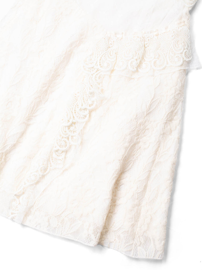 Nina Ricci Lace Ruffles Midi Dress Ivory-designer resale