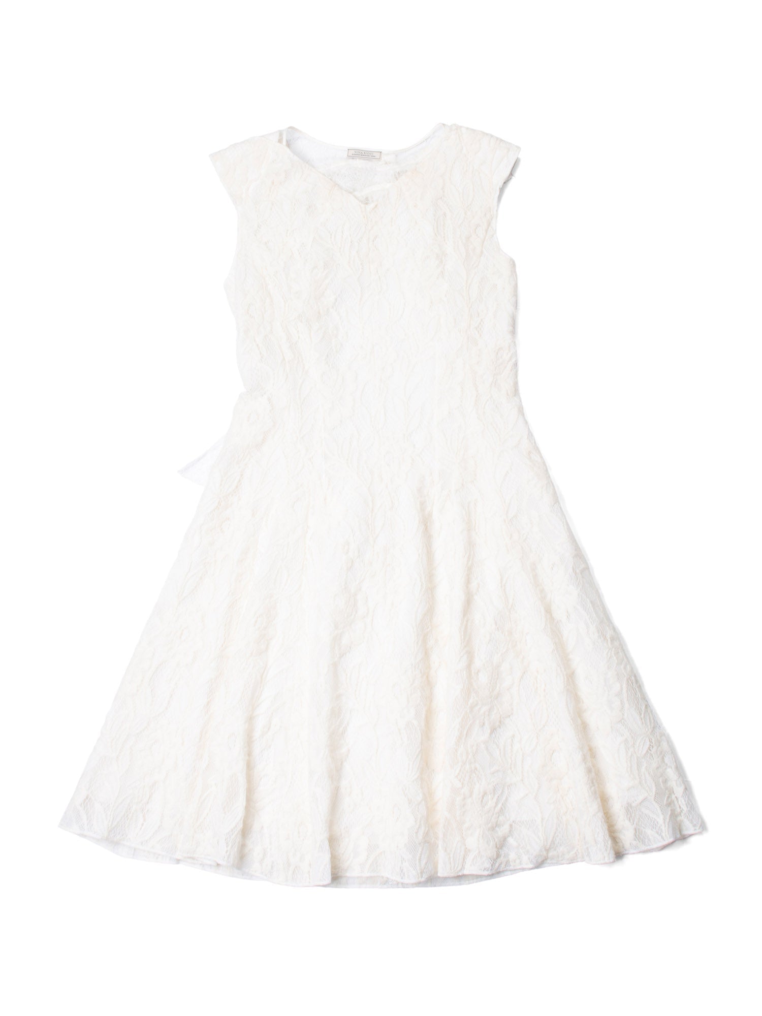 Nina Ricci Lace Ruffles Midi Dress Ivory-designer resale