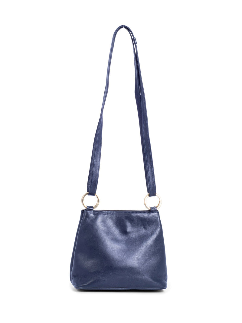 Paloma Picasso Vintage Leather Graffiti X Messenger Bag Navy-designer resale