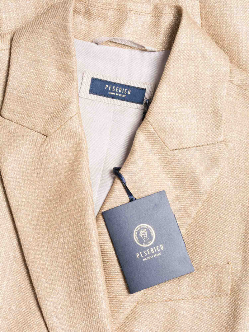 Peserico Sparkly Linen Cotton Fitted Belted Vest Gold-designer resale