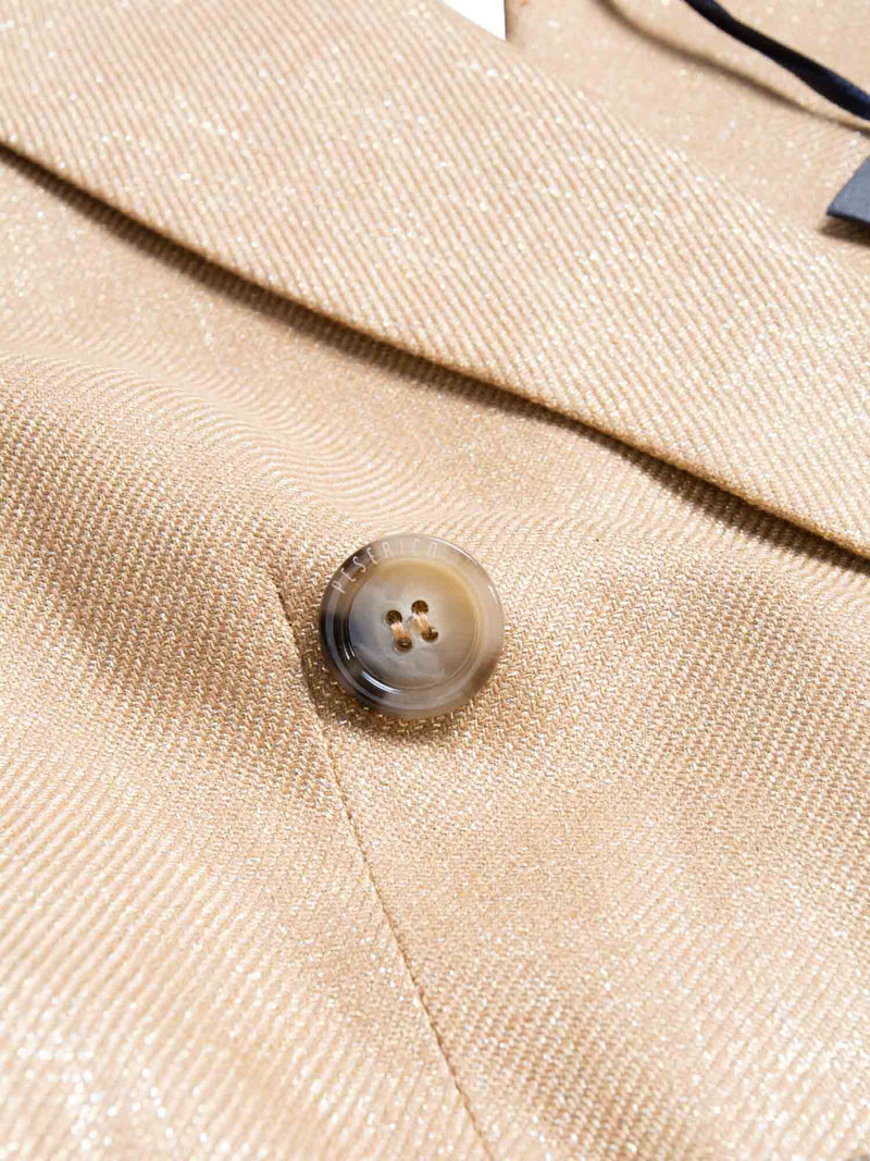 Peserico Sparkly Linen Cotton Fitted Belted Vest Gold-designer resale