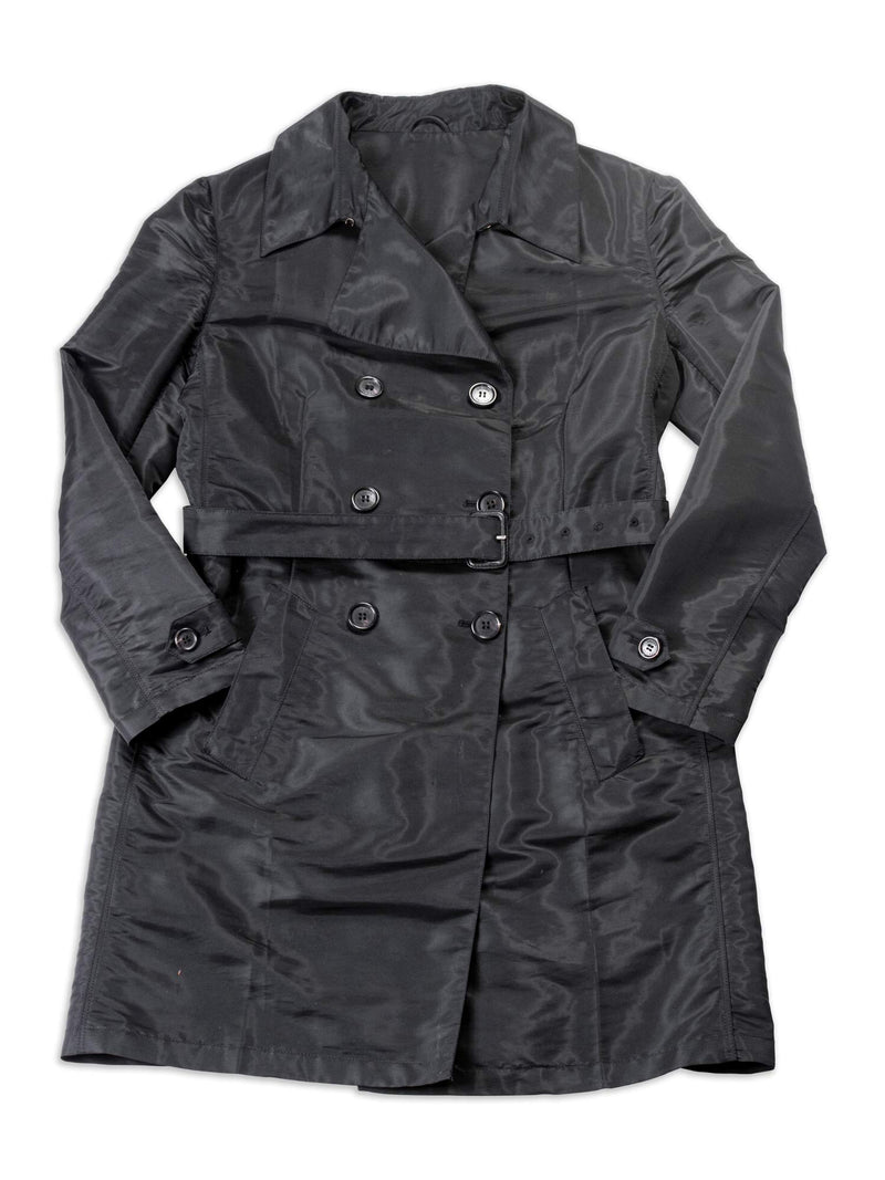 Prada Belted Trench Raincoat Black-designer resale