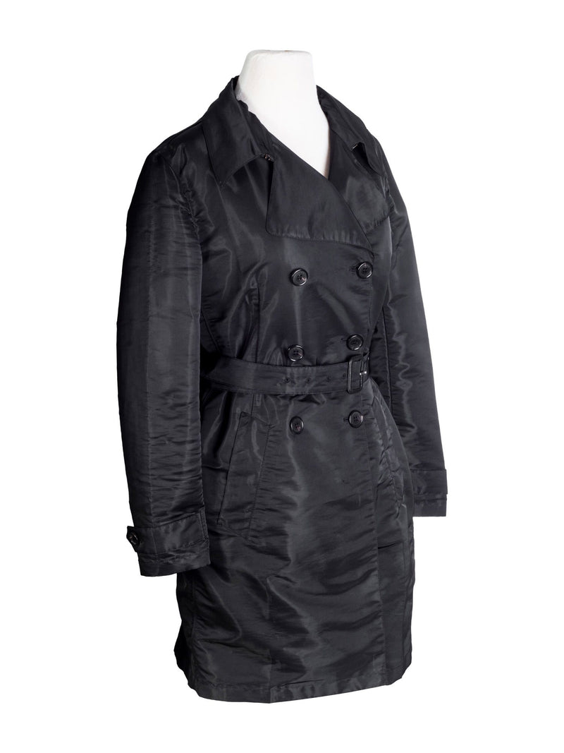Prada Belted Trench Raincoat Black-designer resale