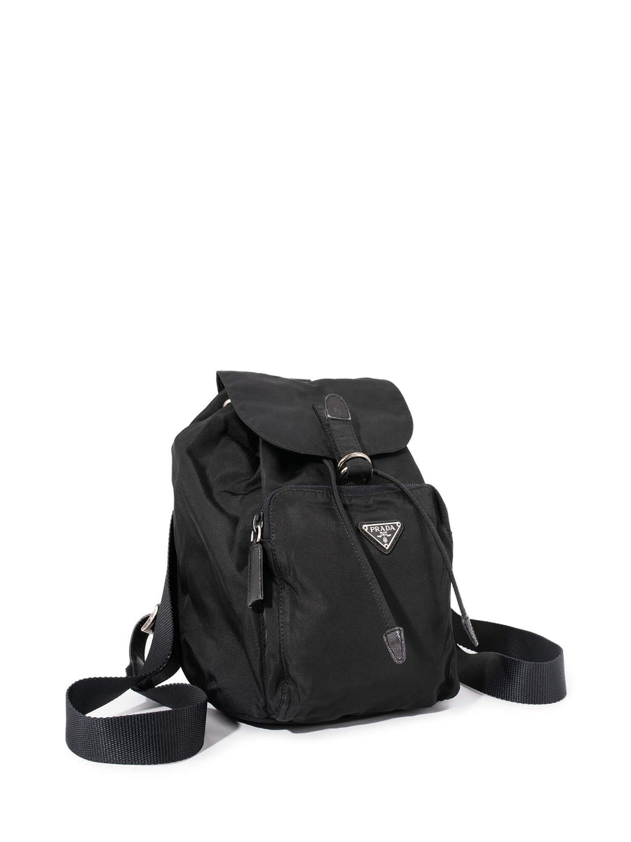 Bogner Logo Leather Nylon Puffy Backpack Black