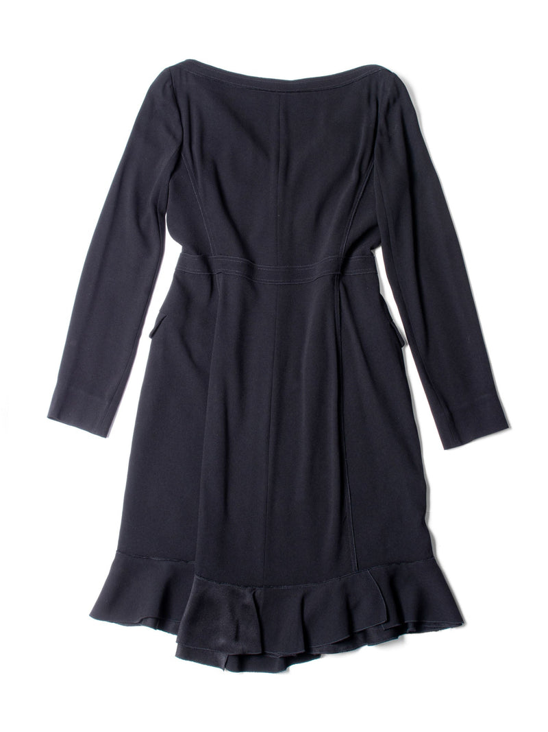 Prada Fitted Midi Dress Black-designer resale