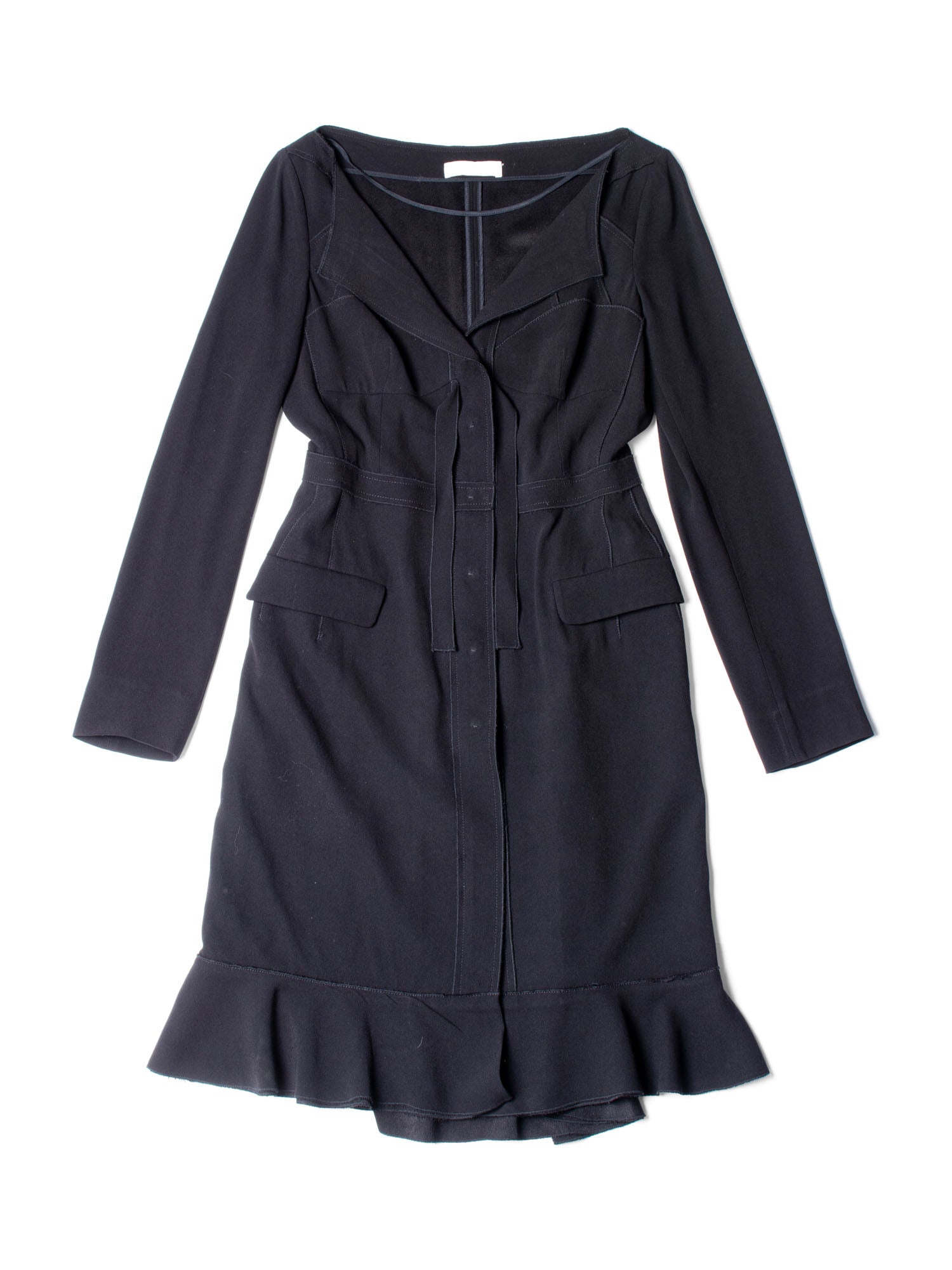 Prada Fitted Midi Dress Black-designer resale