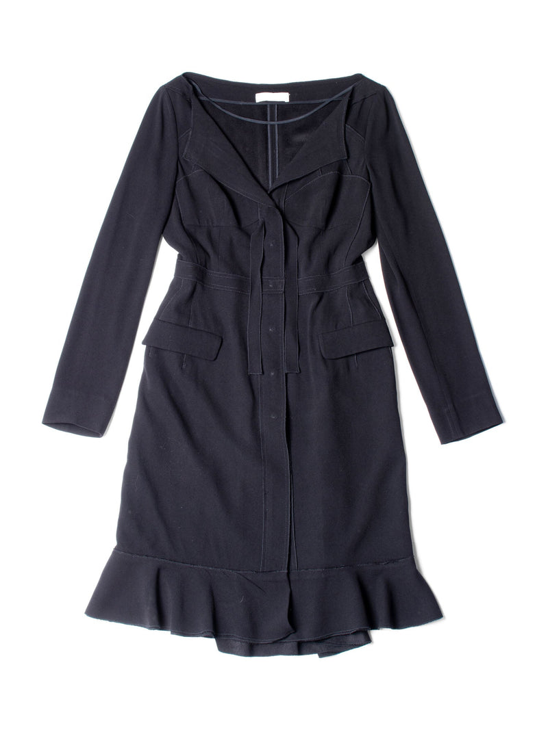 Prada Fitted Midi Dress Black-designer resale