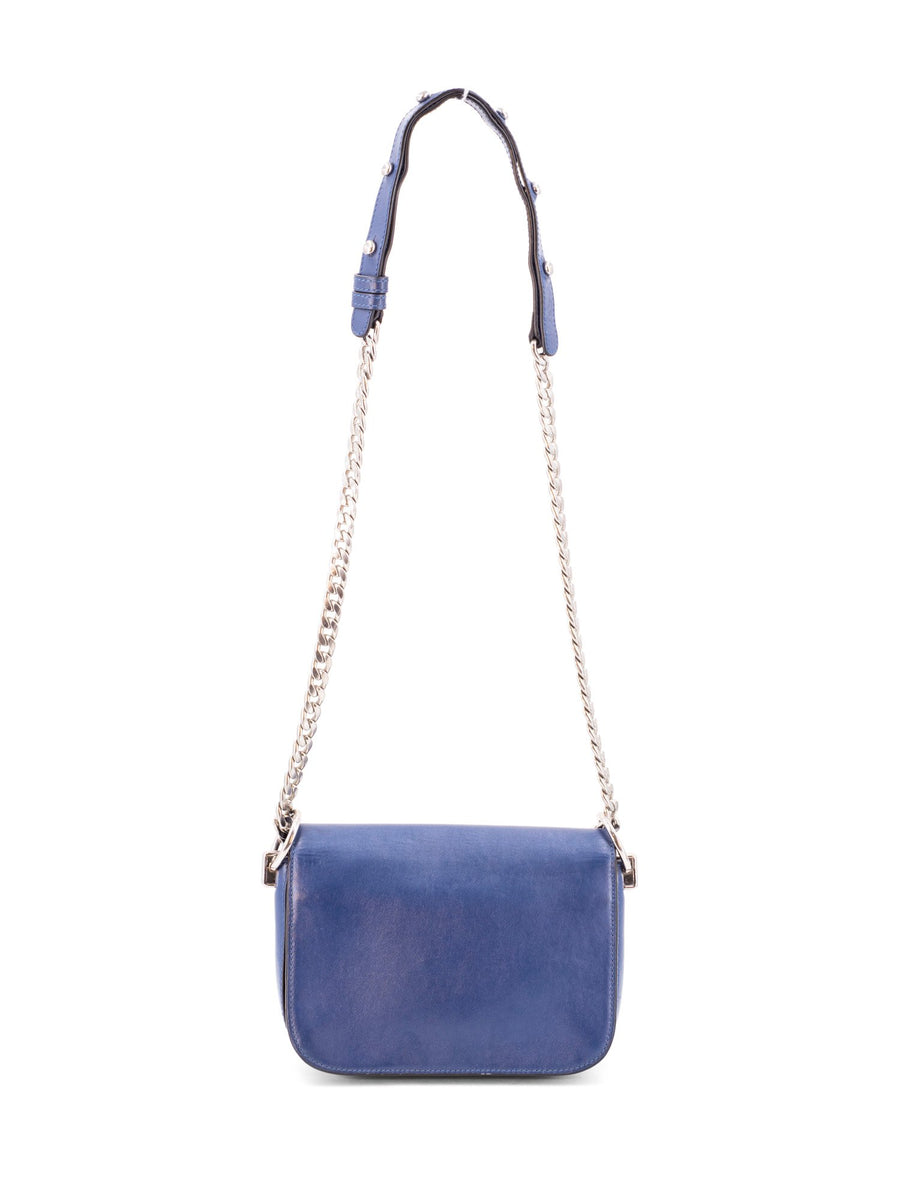 Prada Leather Arcade Messenger Flap Bag Blue Prada Leather Arcade Messenger Flap Bag Blue