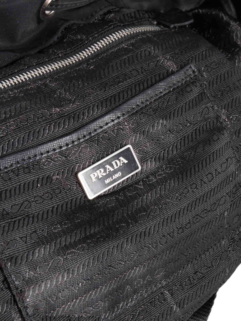Prada Leather Nylon Medium Backpack Black-designer resale