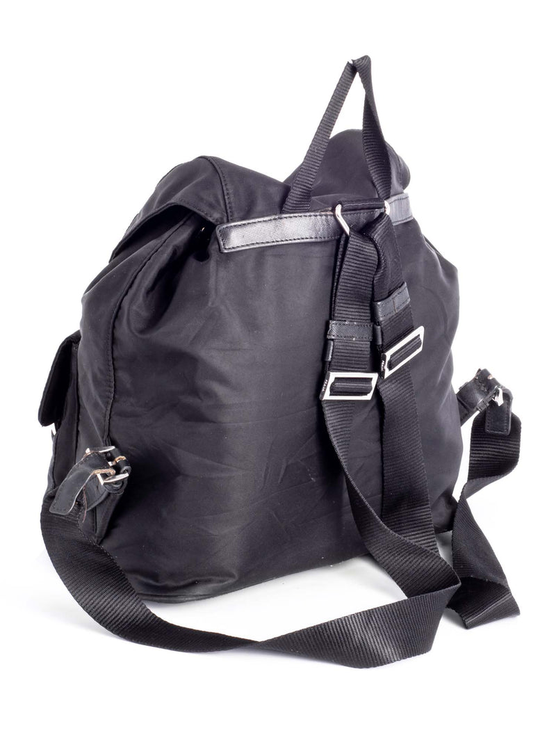 Prada Leather Nylon Medium Backpack Black-designer resale