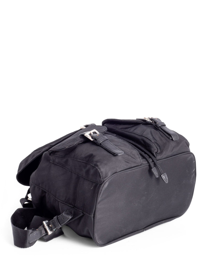 Prada Leather Nylon Medium Backpack Black-designer resale