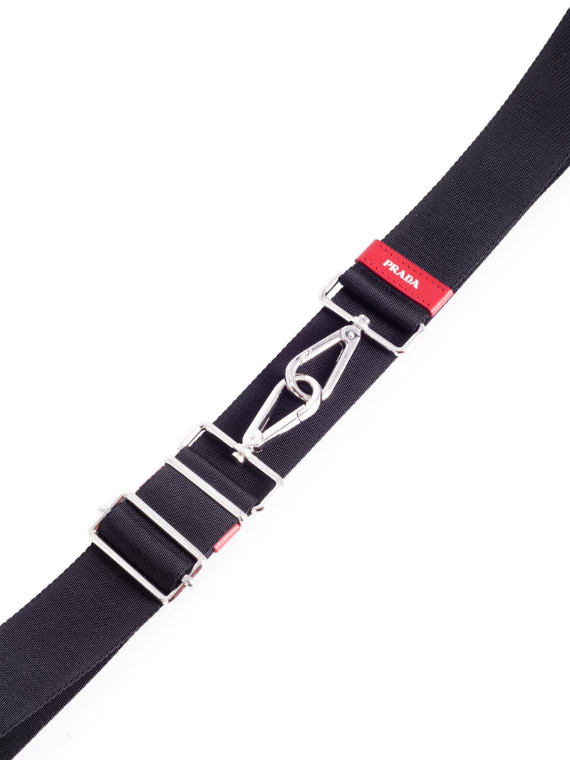 Prada Nylon Leather Adjustable Messenger Strap Black Red-designer resale