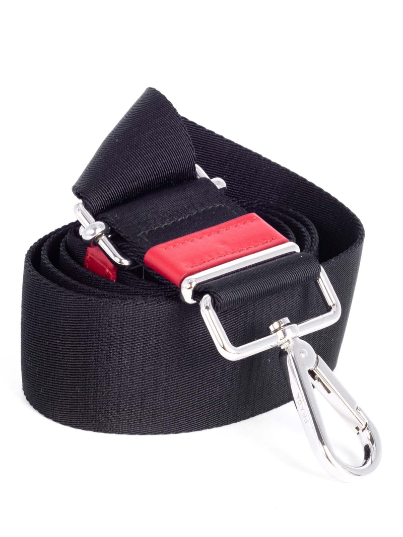 Prada Nylon Leather Adjustable Messenger Strap Black Red-designer resale