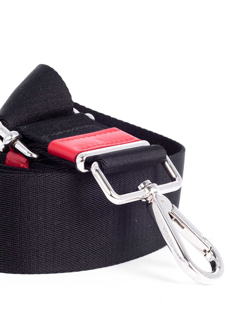 Prada Nylon Leather Adjustable Messenger Strap Black Red-designer resale