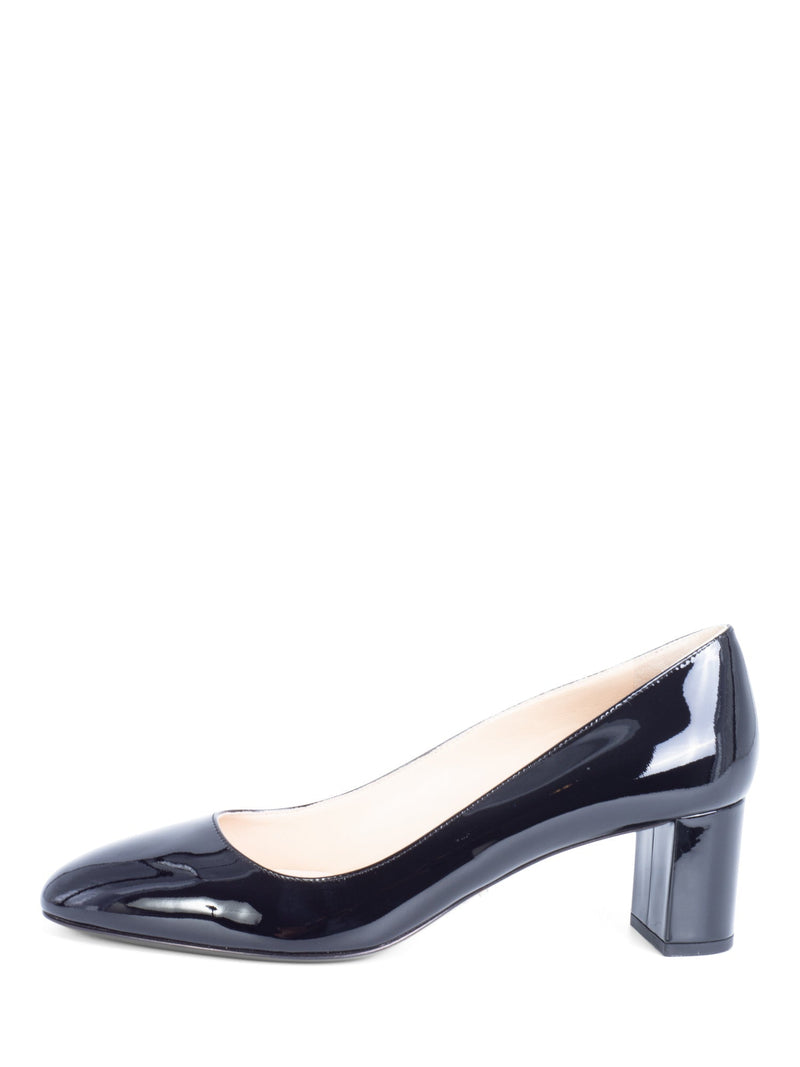 Prada Patent Leather Block Heel Shoes Black-designer resale